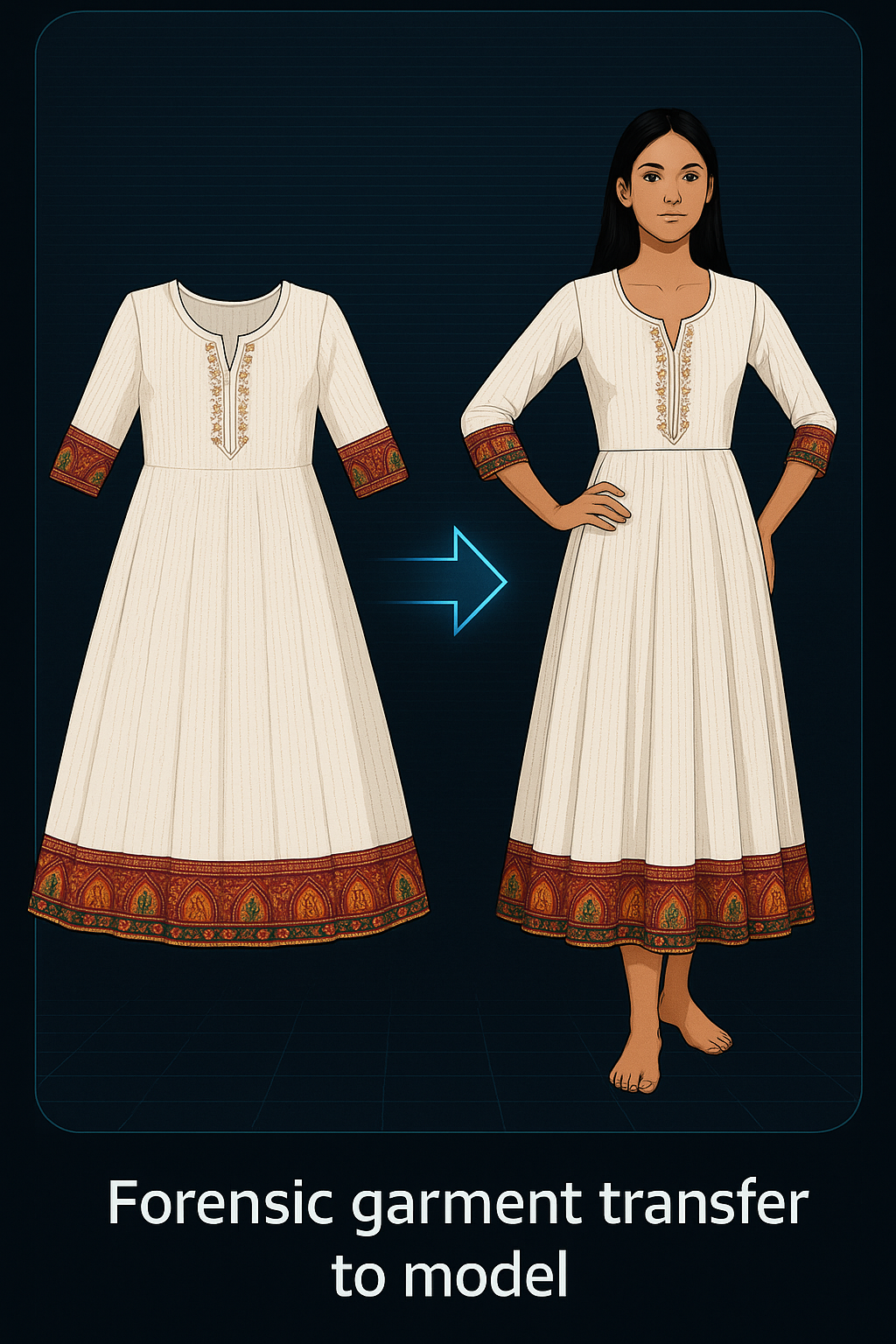 Forensic garment transfer to model